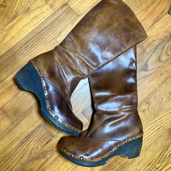 Brown Leather Knee-High Boots - Picture 1 of 6